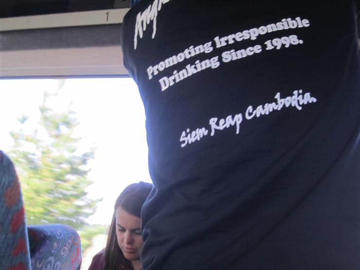 ThisT-shirt sums up the majority of the Kiwi Experience travellers. That girl never smiled. Not once